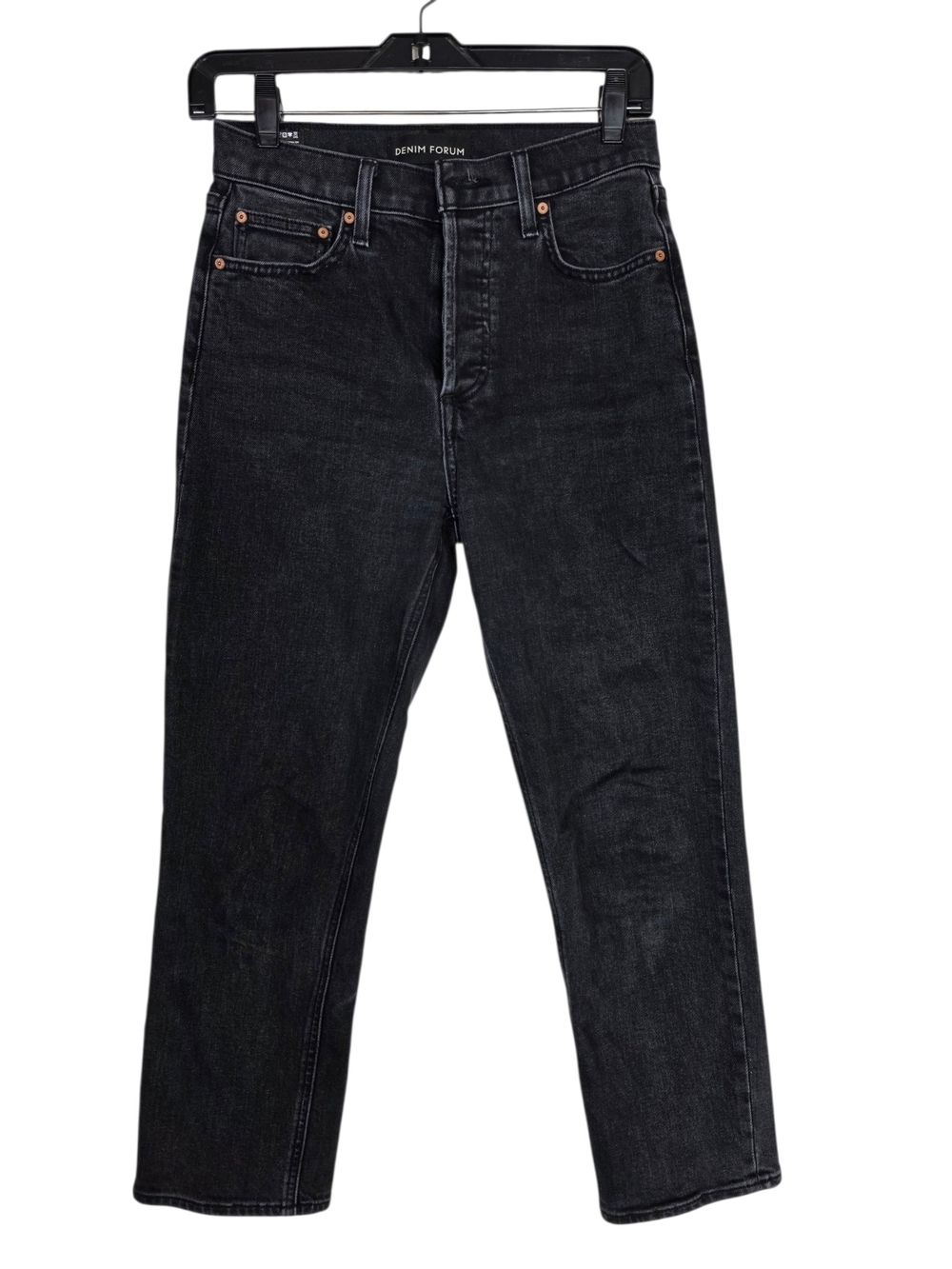 Denim Forum The Arlo Highrise Straight   26L Washed Black Jeans